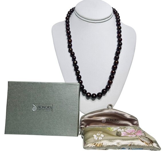 Honora Chocolate Graduated Baroque Pearl Necklace W/ Sterling Silver Clasp (6026 - Picture 1 of 8